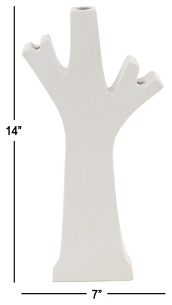Craftsman Tree-Shaped Ceramic Vase, White