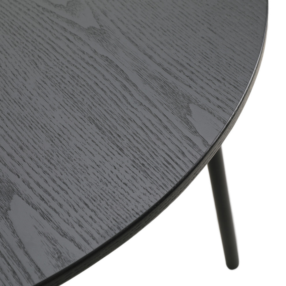 LeisureMod Tule 71" Oval Dining Table With MDF Top and Steel Legs, Black