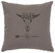 Image Pillow 16x16 Bull and Flowers Cotton Chrome