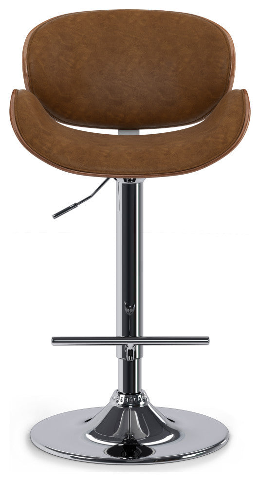 Marana Bentwood Adjustable Swivel Bar Stool, Deep Tan