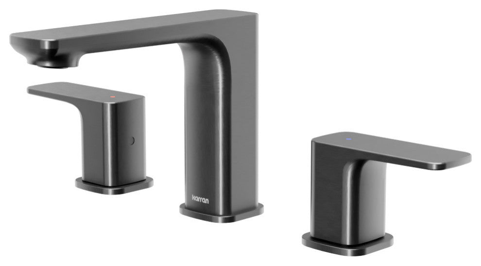 Karran 2-Handle 3-Hole Widespread Faucet With Pop-up Drain, Gunmetal Grey