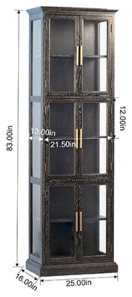 Black and Brass Narrow Display Cabinet