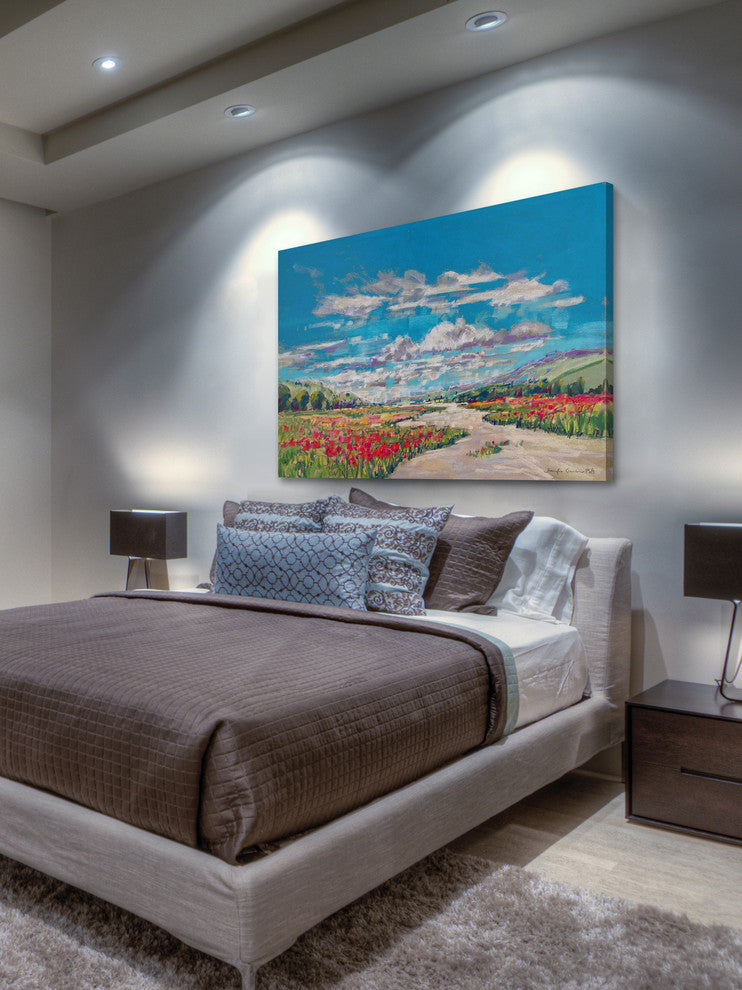 "Poppy Path V" Painting Print on Wrapped Canvas, 18"x12"
