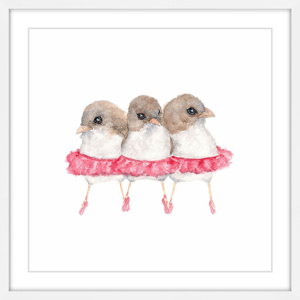 Marmont Hill, "Ballerina Birds" by Thimble Sparrow Framed Painting Print, 32x32