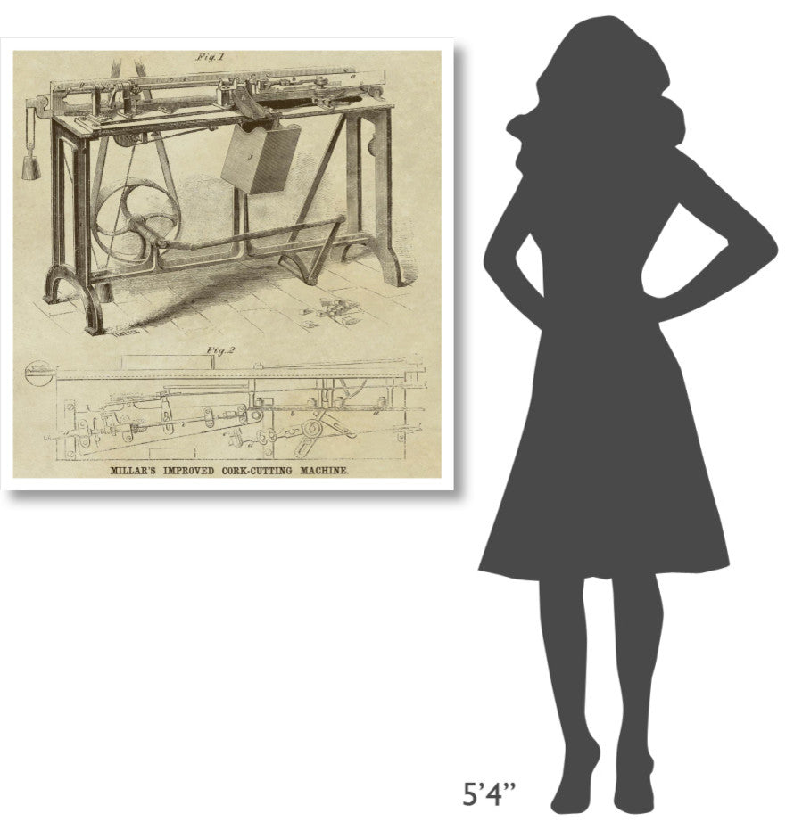 "Millar's Improved Cork Cutting Machine" Paper Print by Inventions, 38"x38"