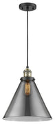 1-Light X-Large Cone 12" Pendant, Black Antique Brass, Glass: Smoked