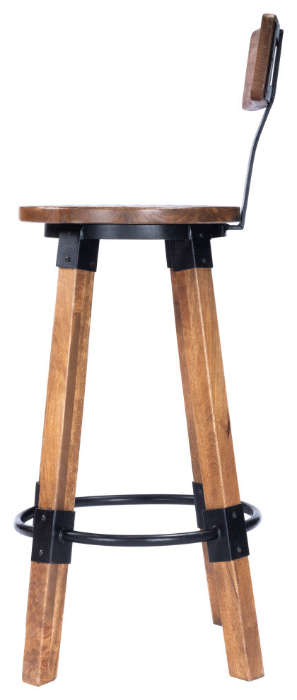 Butler Masterson Wood and Metal Bar Stool