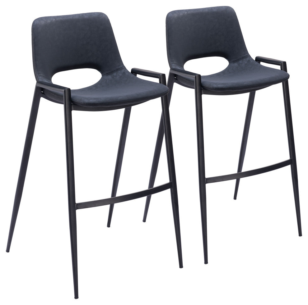 Desi Barstool Chair, Set of 2 Black