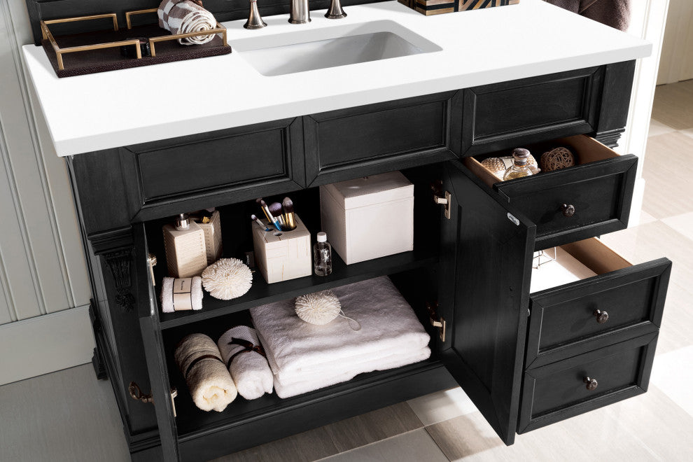 James Martin 147-114-5236-3WZ 48" Antique Black Vanity  w/ 3 CM Zeus Quartz Top