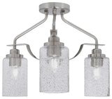 Odyssey 3 Light Semi Flush Mount, Brushed Nickel Finish, 4" Smoke Bubble Glass