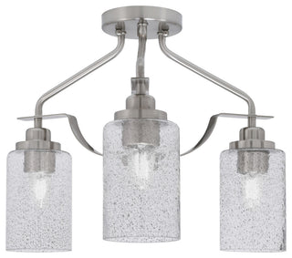 Odyssey 3 Light Semi Flush Mount, Brushed Nickel Finish, 4" Smoke Bubble Glass