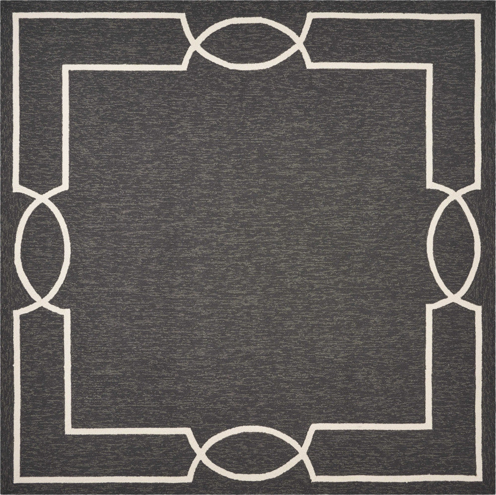 HomeRoots 7' Square UV treated Polypropylene Onyx Area Rug
