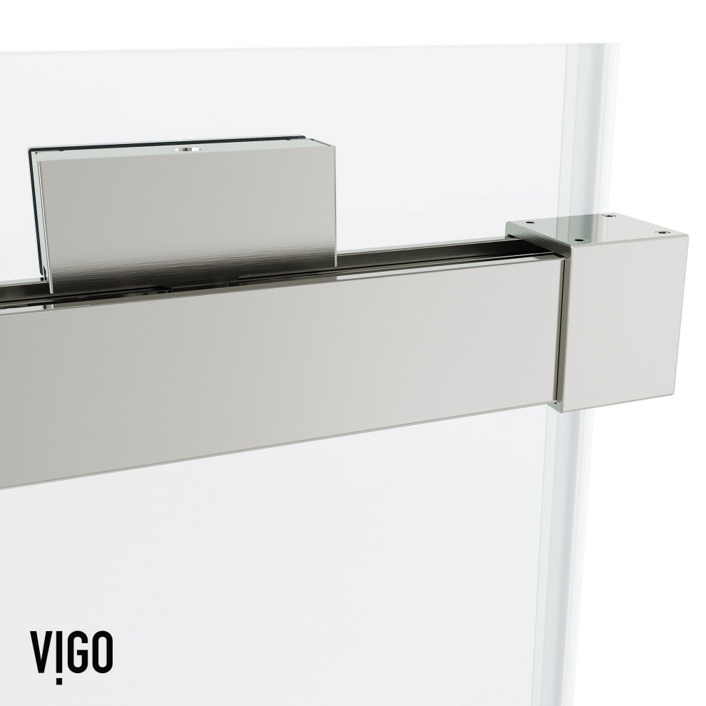 VIGO Houston Frameless Sliding, V-Motion, Stainless Steel, Tub Door, 56" to 60" W X 66" H, Clear Glass