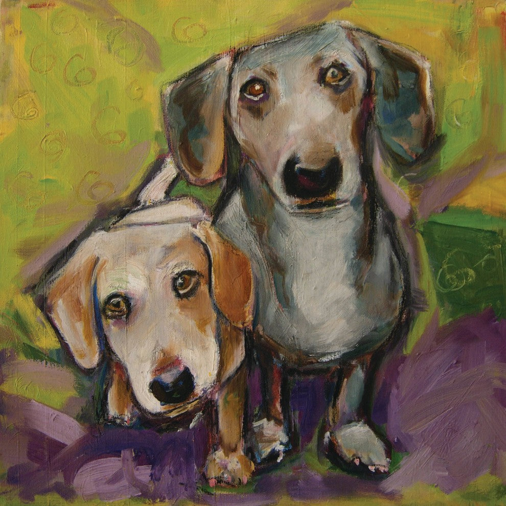 "Two Dachshunds" Painting Print on Canvas by Tori Campisi