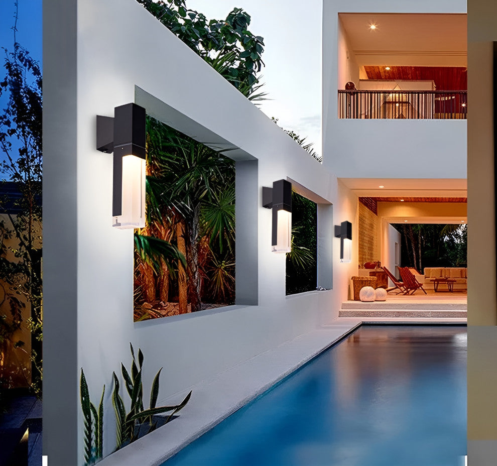 Modern Black Outdoor Waterproof LED Wall Mounted Lamp For Villa, Porch, A