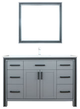Ziva 48 Dark Grey SG Vanity, Cultured Marble Top, Square Sink, 34 Mirror, Faucet
