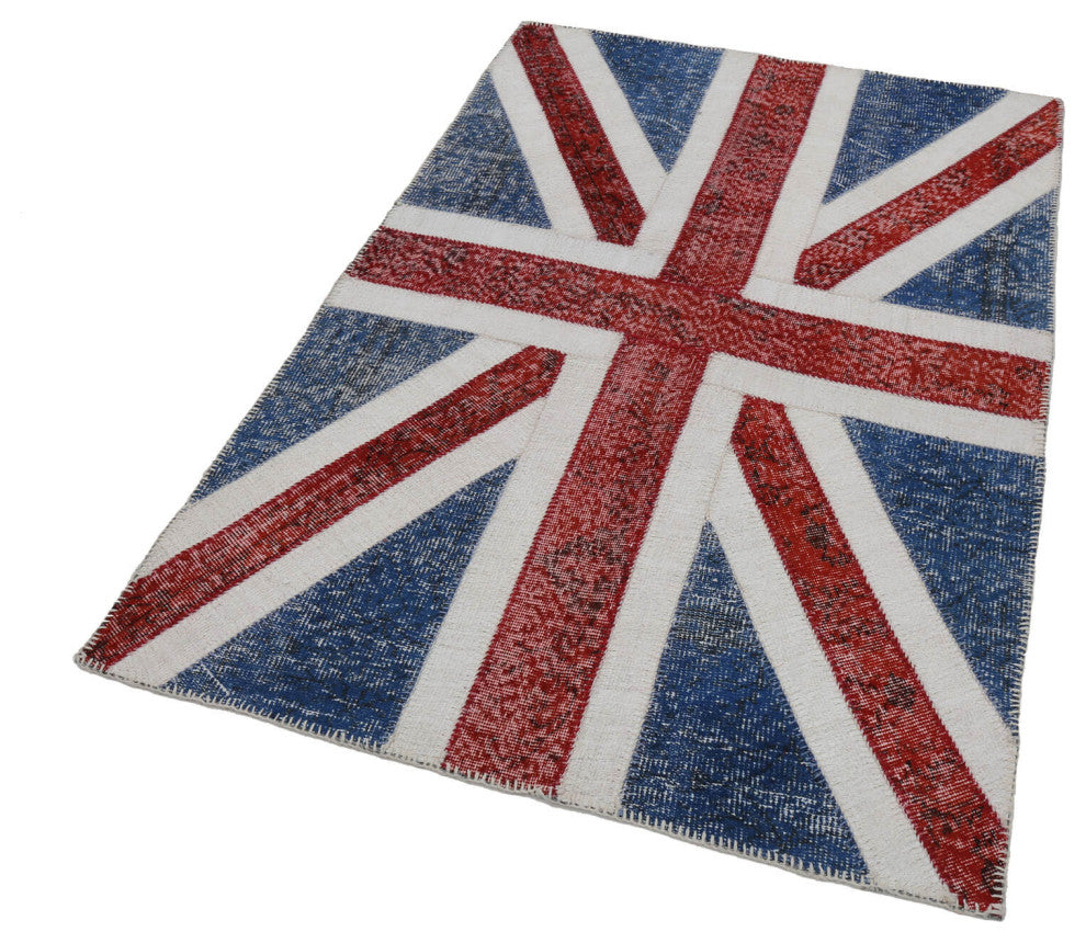 Rug N Carpet - Handmade Oriental 4' 1'' x 6' 0'' Flag Patchwork Rug