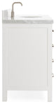 ARIEL Cambridge 55" Single Oval Sink Bathroom Vanity White With Marble Top