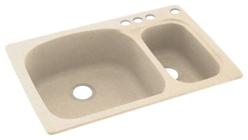 Swan 33x22x9 Solid Surface Kitchen Sink, 4-Hole, Tahiti Sand