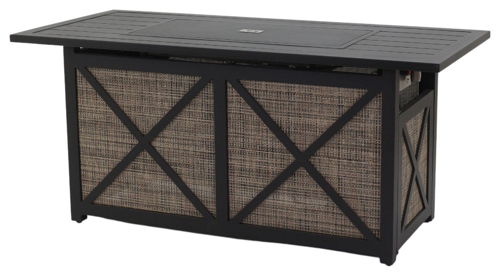 Courtyard Casual Santa Fe Rectangle Sling Base Fire Pit With Amber Fire Glass