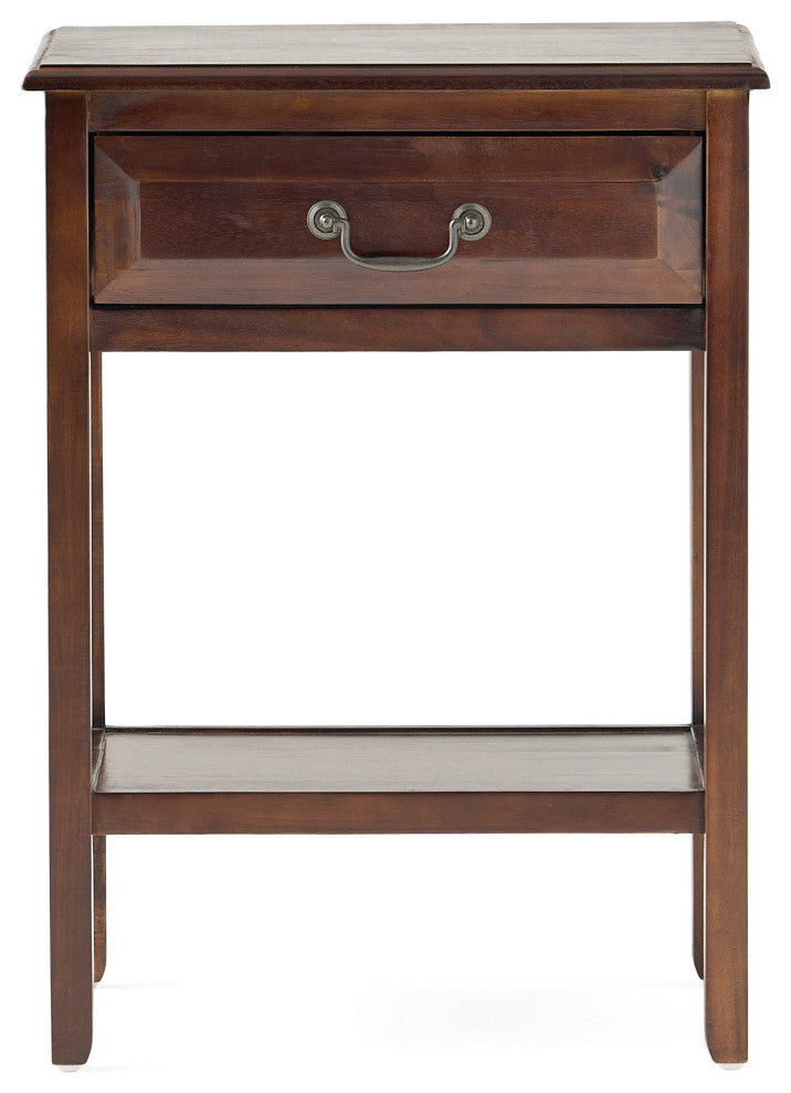 GDF Studio Noah Wood Top Drawer Accent Table, Brown Mahogany