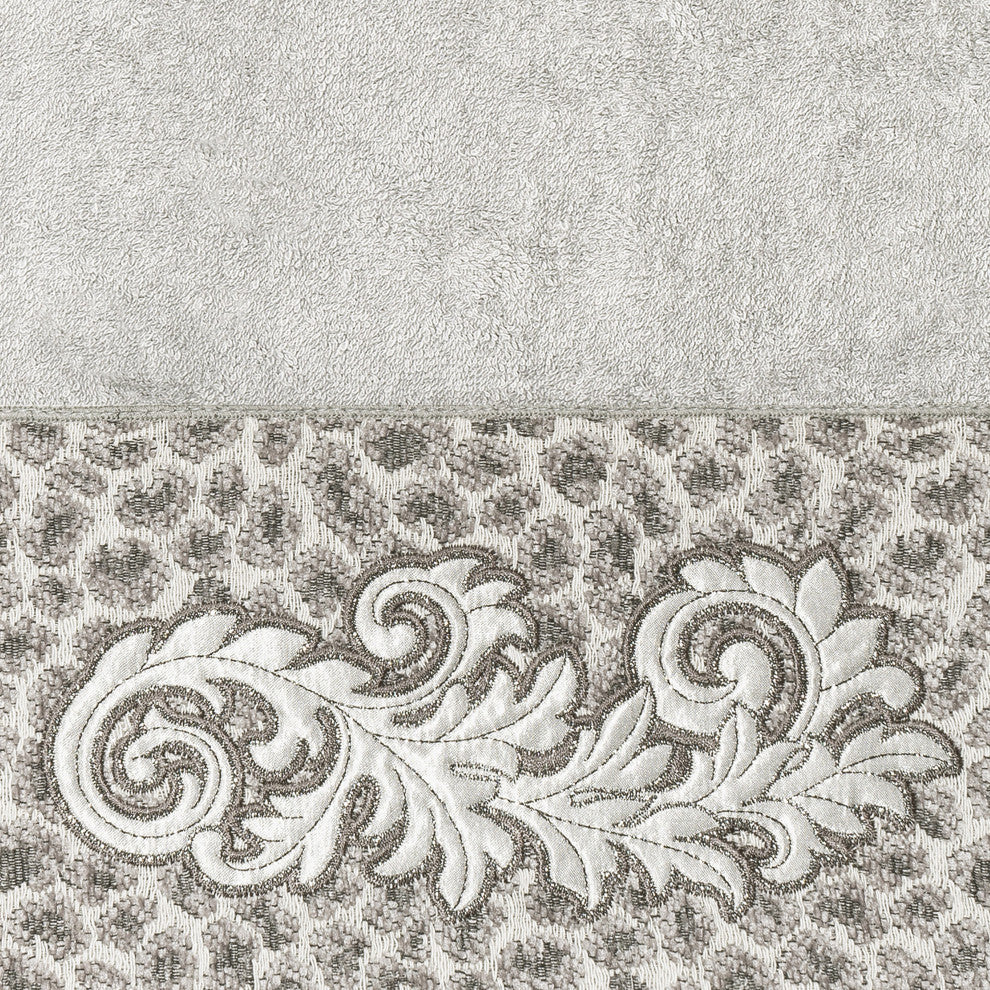 Linum Home Turkish Cotton April 3-Piece Embellished Towel Set, Light Gray