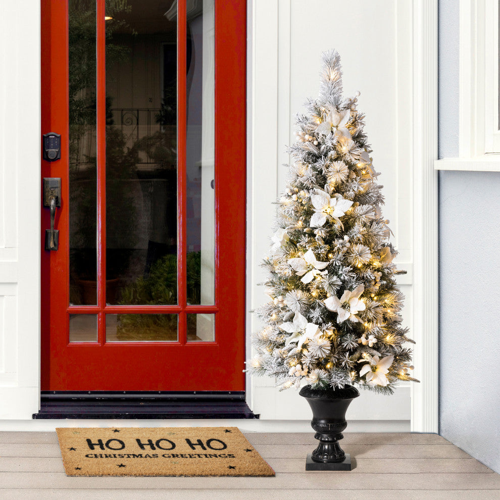 Pre-Lit Pine Artificial Christmas Porch Tree, 5ft