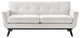 Loveseat Sofa, Ivory White, Fabric, Modern, Mid Century Hotel Lounge Cafe Lobby