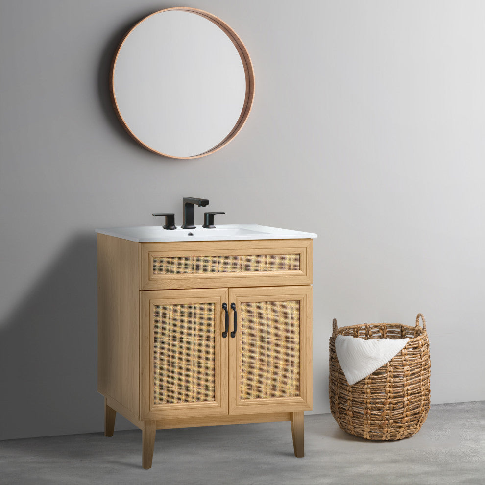 30" Modern Farmhouse 2-Shelf Bath Vanity Cabinet Only (Sink Basin not Included)