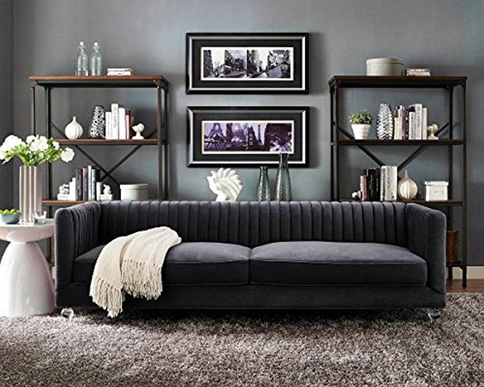 Aviator Grey Velvet Sofa - Grey