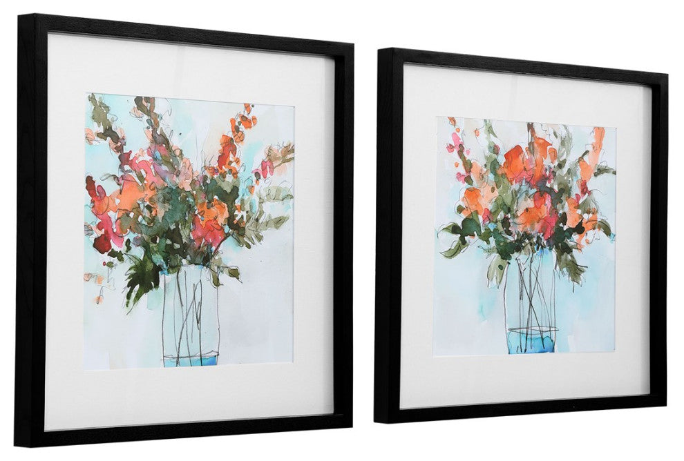 Uttermost Fresh Flowers Watercolor Prints Set of 2 41619