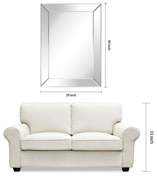 Modern Beveled Rectangle Wall Mirror, 1"-Beveled Center Mirror, 40"x 30"
