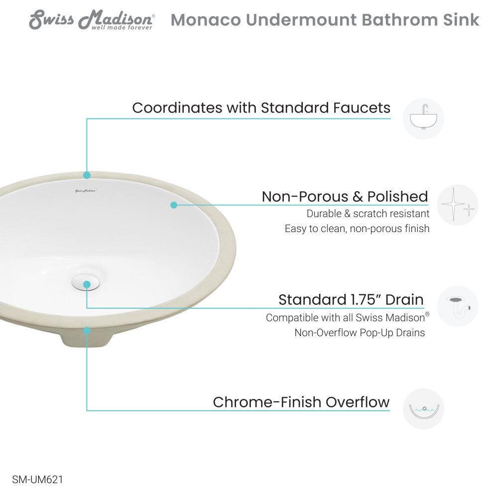 Monaco 18" Oval Under-Mount Bathroom Sink