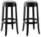 Modern Urban Contemporary Bar Stool Set of 2, Black Plastic