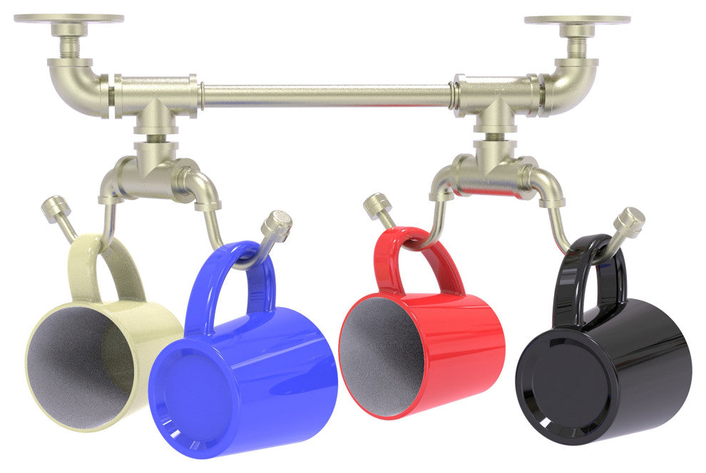 Pipeline Under Cabinet 4 Coffee Mug Rack, Satin Nickel