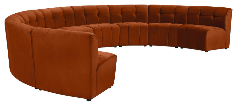 Limitless Velvet Upholstered 9-Piece Modular Sectional, Cognac