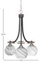 Paramount 3-Light Chandelier, Matte Black & Brushed Nickel, 5.75" Onyx Swirl