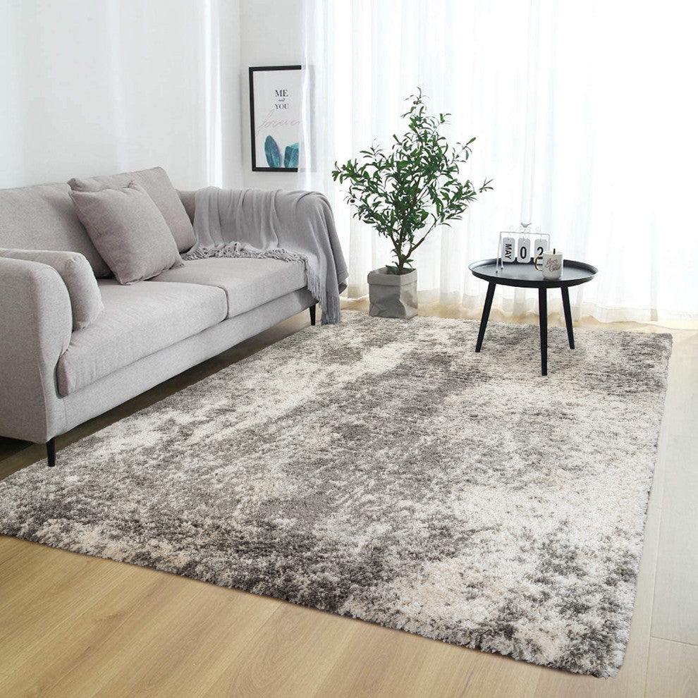 Shag Ridley Gray/Beige Rug, Gray, 6'6"x9'6"