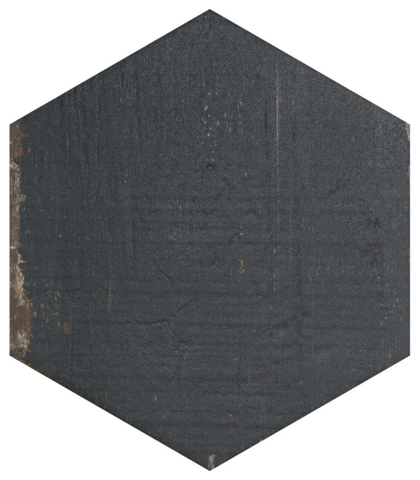 Retro Mini Hex Nero Porcelain Floor and Wall Tile
