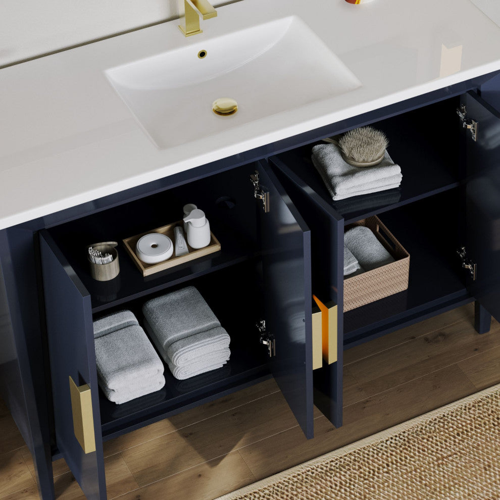 The Gellar Bathroom Vanity, Blue, 48", Single Sink, Freestanding