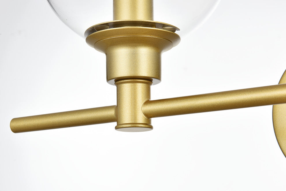 2 Light Brass And Clear Bath Sconce