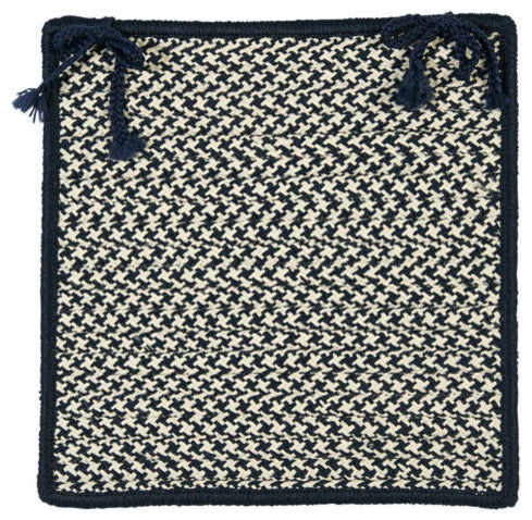 Colonial Mills Chair Pad Outdoor Houndstooth Tweed Navy Chair Pad