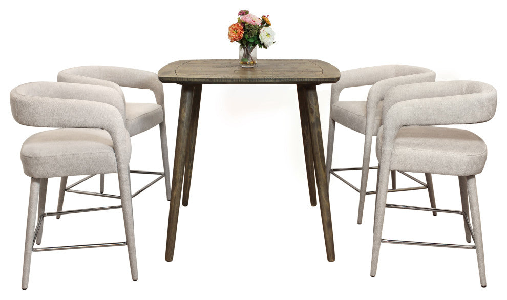 Cole 5-Piece Counter Set With Gathering Table And 4 Galway Ivory Counter Chairs