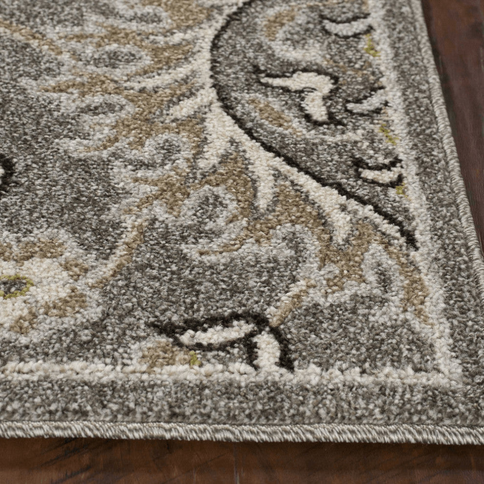 5' X 8' Grey Medallion Uv Treated Area Rug