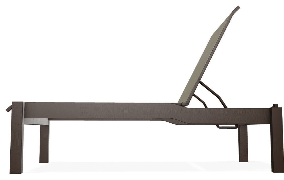 Leeward Sling Stackable Outdoor Chaise Lounge, Elevation Stone/Kona
