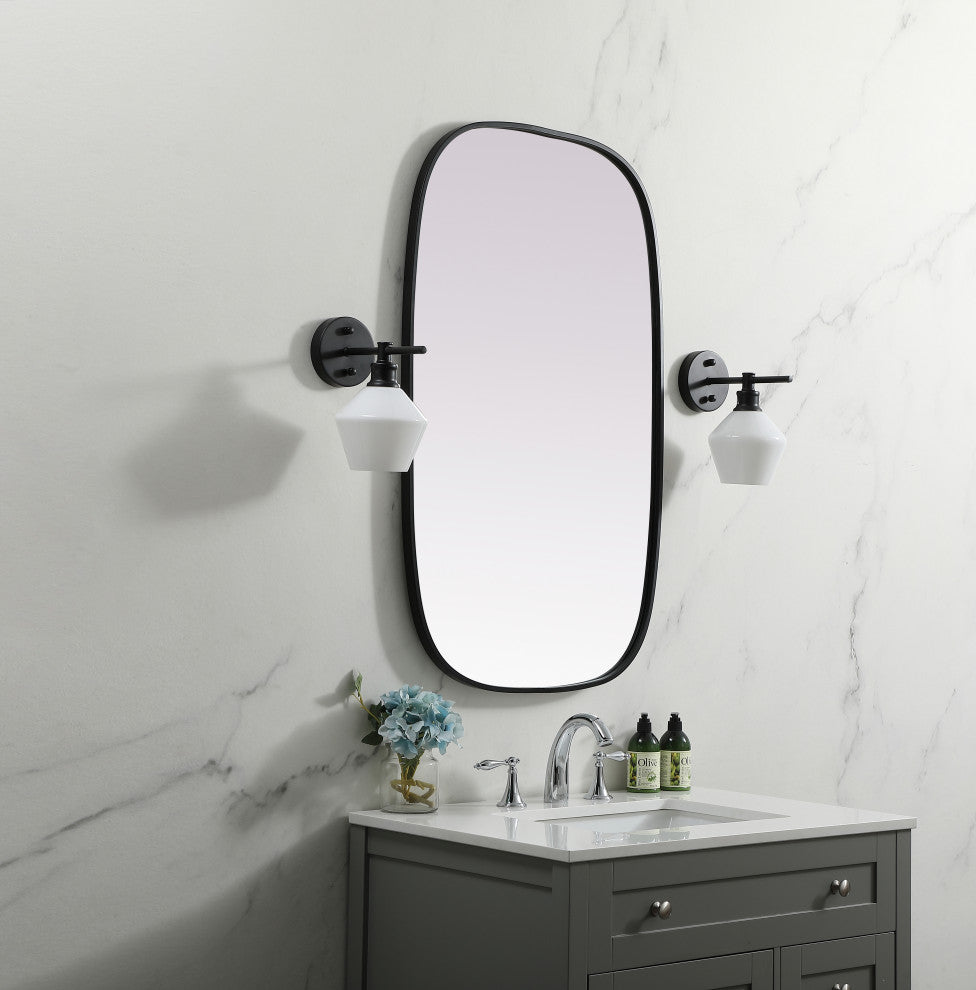 Metal Frame Oval Mirror 24X40 Inch, Black