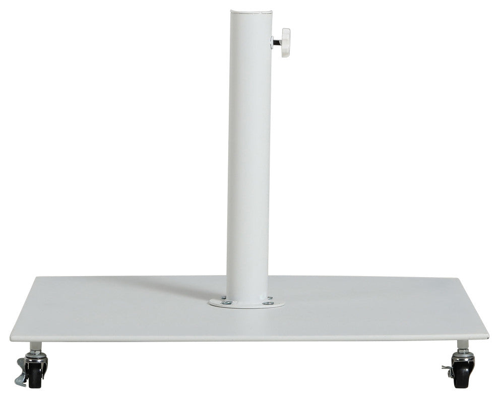 Fiji Patio Umbrella and Base, Beige, Matte Black Pole, Matte White Belize Base