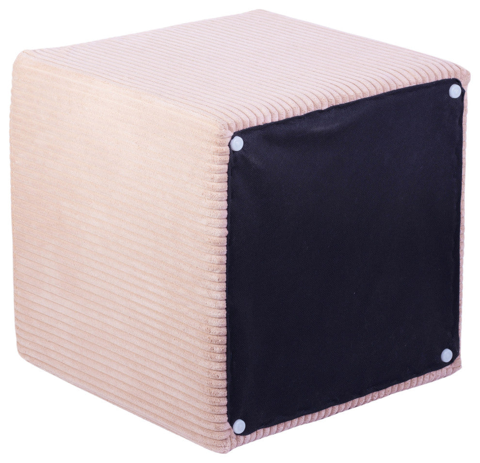 Roy Microsuede Fabric Upholsetered Ottoman/Stool, Pink, Square