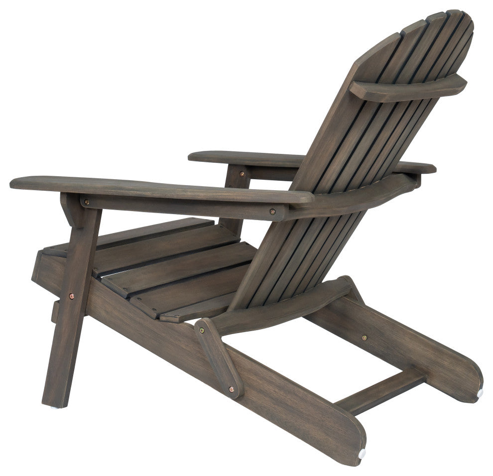 GDF Studio Milan Outdoor Folding Wood Adirondack Chair, Gray