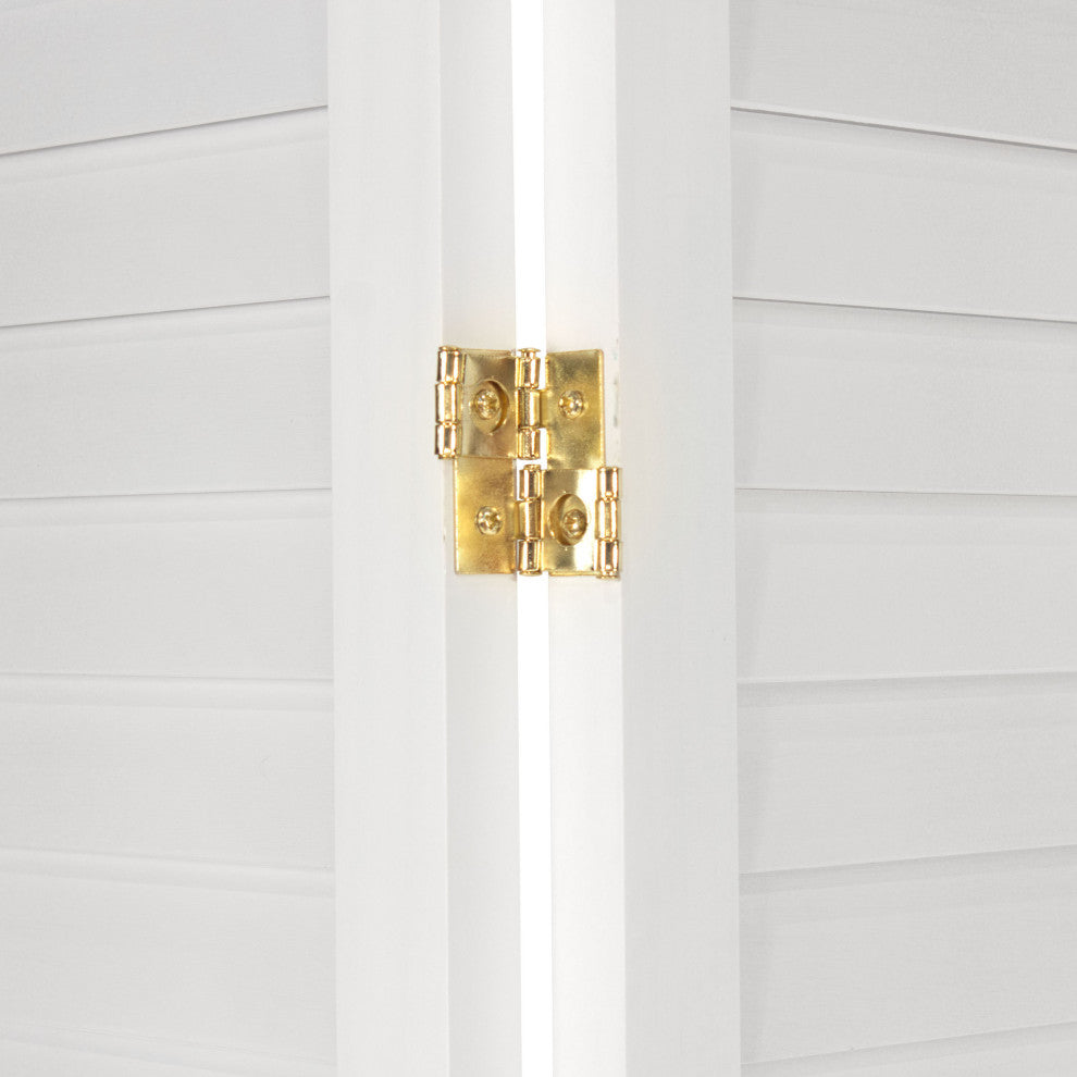 6' Tall Wooden Louvered Room, White, 6 Panel